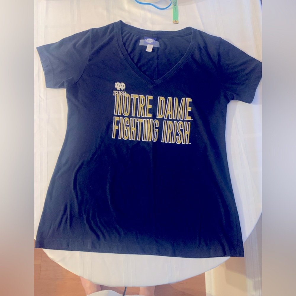 Vintage Notre Dame Ladies V-neck t shirt, navy blue